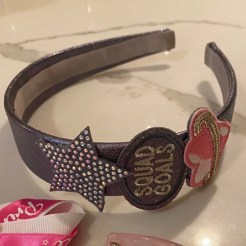 Pink Sunglasses, Sparkle Headband & Crown bow hair clip Set